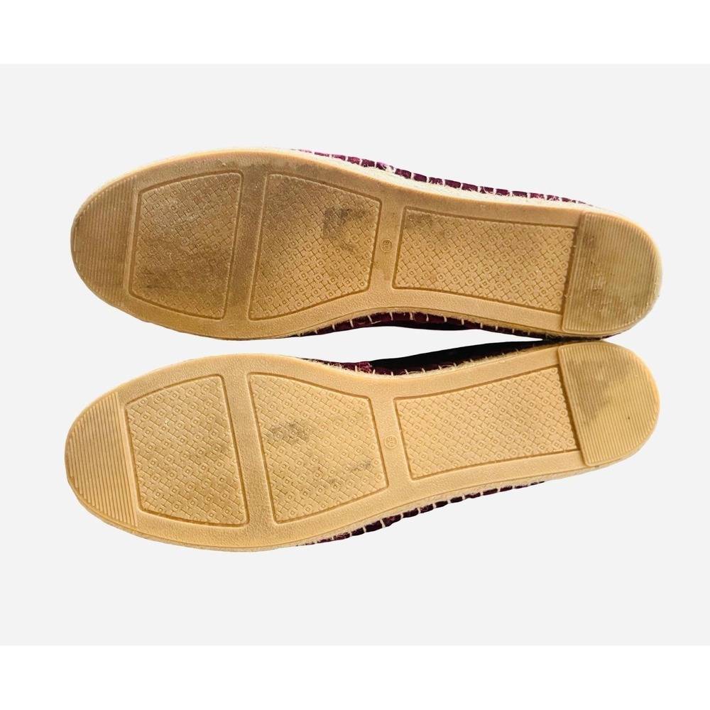 Tory Burch Poppy Metallic Logo Velvet Espadrilles Burgundy Wine 10.5M 5585 - Picture 5 of 16